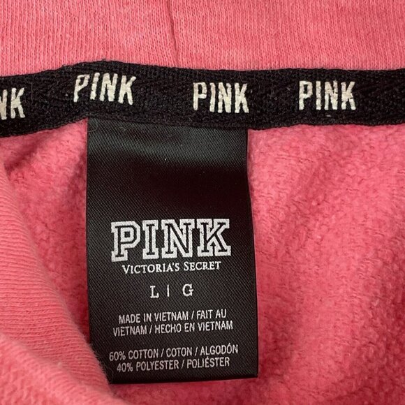 Victoria Secret Cowl Neck Sweatshirt  Women’s L Cropped Pink Pull Over Dog Logo - Picture 6 of 10